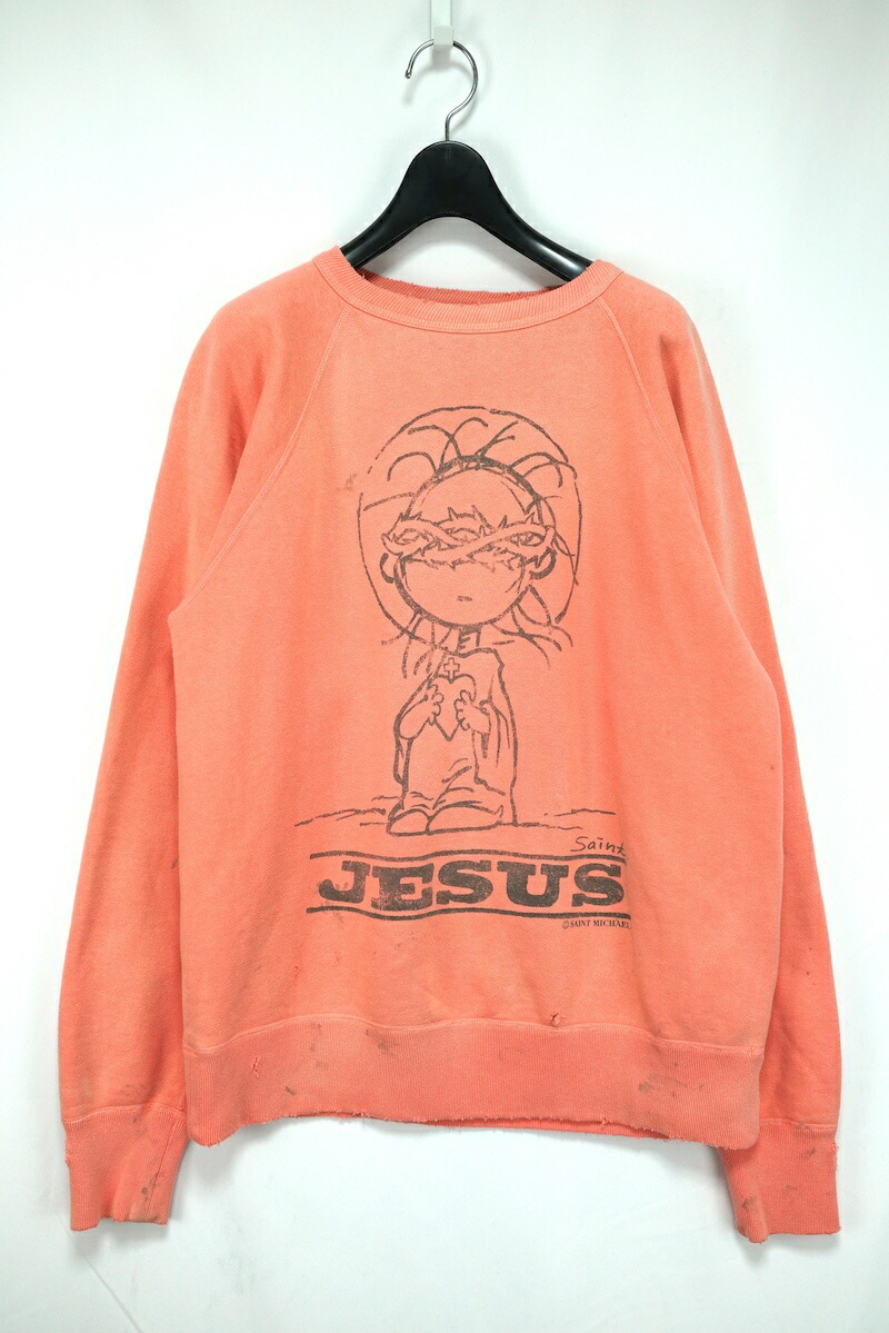 20AW SAINTMICHAEL SAINT Mxxxxxx セントマイケル Raglan Sweat Shirt JESUS ヴィンテージ 加工 ラグラン スウェット シャツ トレーナー SM-A