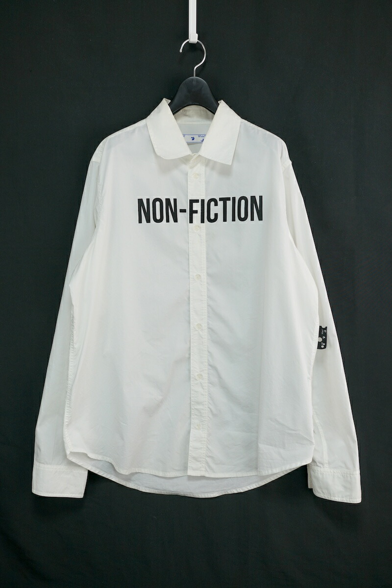 Off-White オフホワイト Non Fiction Button Up ノンフィクション ボトムボタンアップ シャツ MAIN LABEL ホワイト Lサイズ OMGA127E20FAB002 