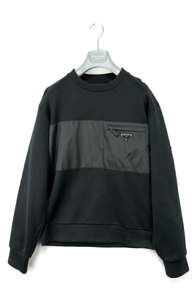 PRADA プラダ FELPA DOUBLE RE UJL096 11JE スウェット フェルパダブル トライアングルロゴ クルーネック トップス ブラック Mサイズ UJL096 S222１１JE【