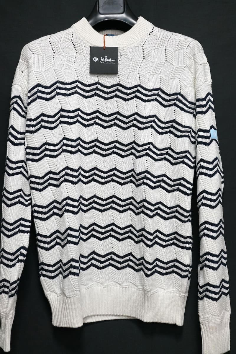 Loro Piana WITH HIROSHI FUJIWARA ロロピアーナ×藤原ヒロシWavy Sipe Sweater Knit white Size:SM【中古】新古品コンディション当社が定め