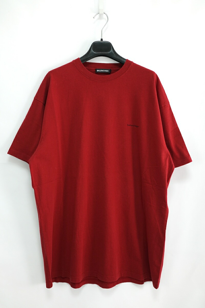 BALENCIAGA バレンシアガ Tシャツ スモールロゴ オーバーサイズ トップス カットソー メンズ レッド Mサイズ 556150 【中古】新古品コンディション 当社が定める基準N ：未使用品 