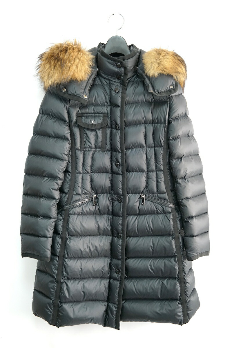 MONCLER Hermifur long down jacket モンクレール エミルファー ロングダウンジャケット ブラック 0サイズ B20934990015 53048【中古】コンディション 