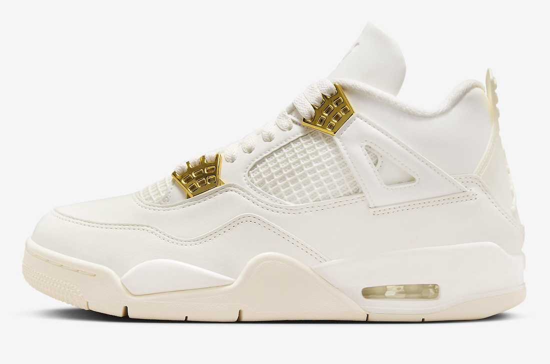 Nike WMNS Air Jordan 4 Retro White & Gold ナイキ ウィメンズ c レトロ ホワイト アンド ゴールド AQ9129-170【中古】新古品