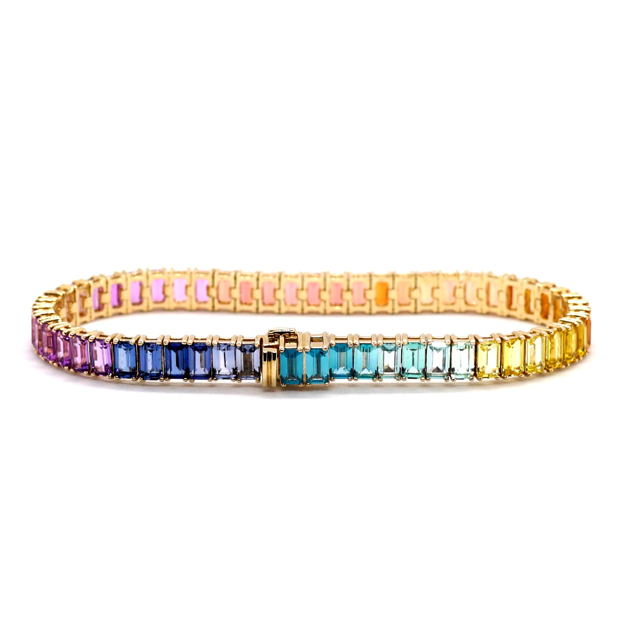 LAB sapphire RIBW  5*3MM 14K bracelet vertical 科学研究所 奇怪千万ウン サファイア レインボウ 庭球チェーン店 腕輪 バーティカル