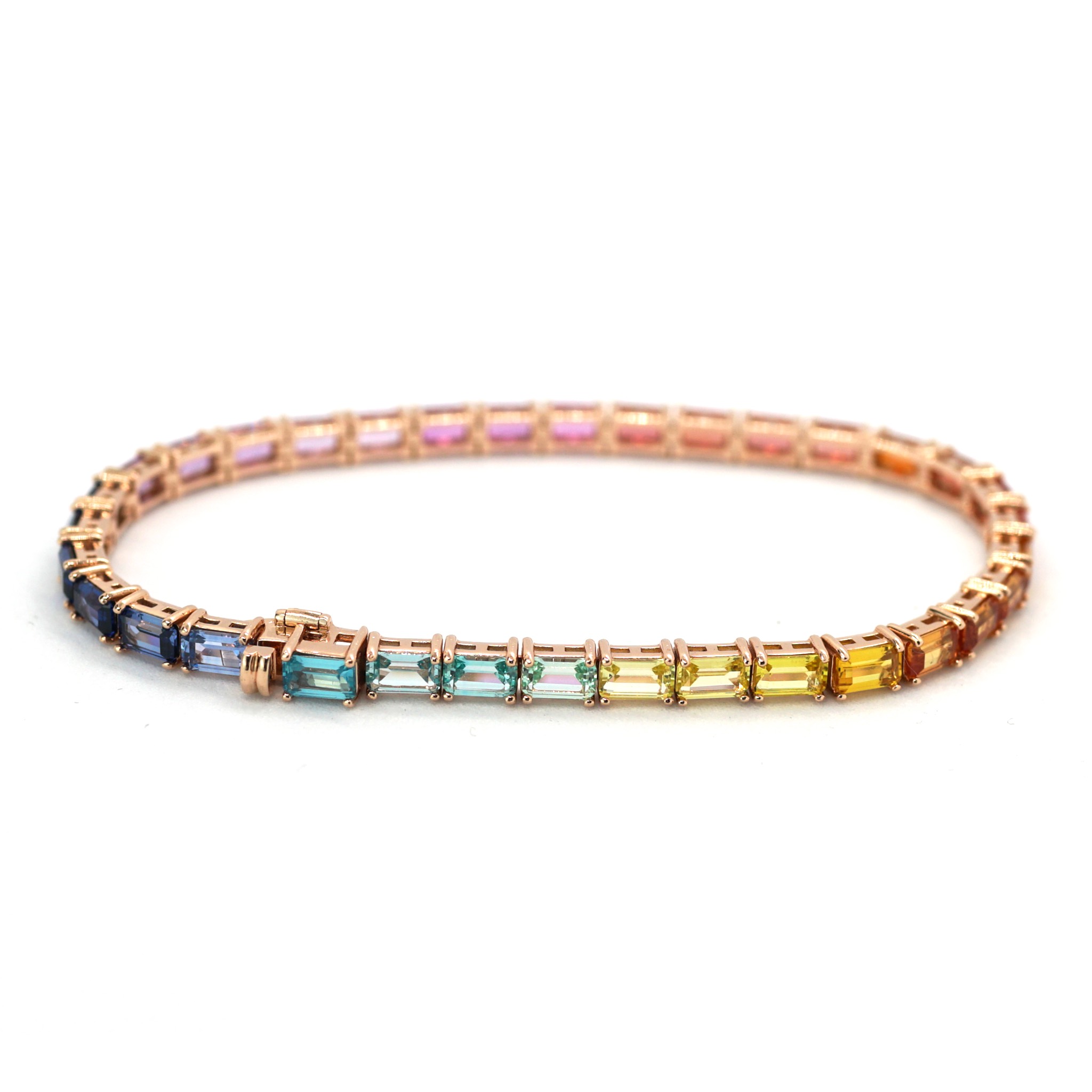 LAB sapphire RIBW  5*3MM 14K bracelet Beside 科学研究所 奇怪千万ウン サファイア レインボウ 庭球チェーン店 腕輪 ビサイド