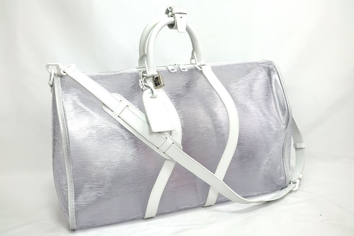 LOUIS VUITTON Wavy Keepall Bandouliere 50 Epi Plage White ルイヴィトン エピ プラージュ キーポル バンドリエール 50珊  ボストンバッグ M55814【中古】