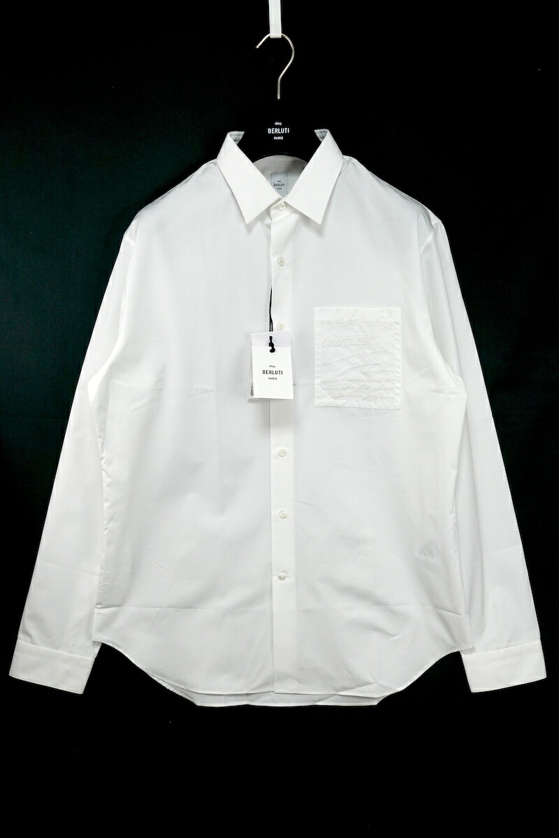 ☆美品☆ベルルッティ シルク100% クレストプリント シルクシャツ 長袖 Berluti(ベルルッティ) シルクシャツR18HTL52SBCI ｢Print Silk
