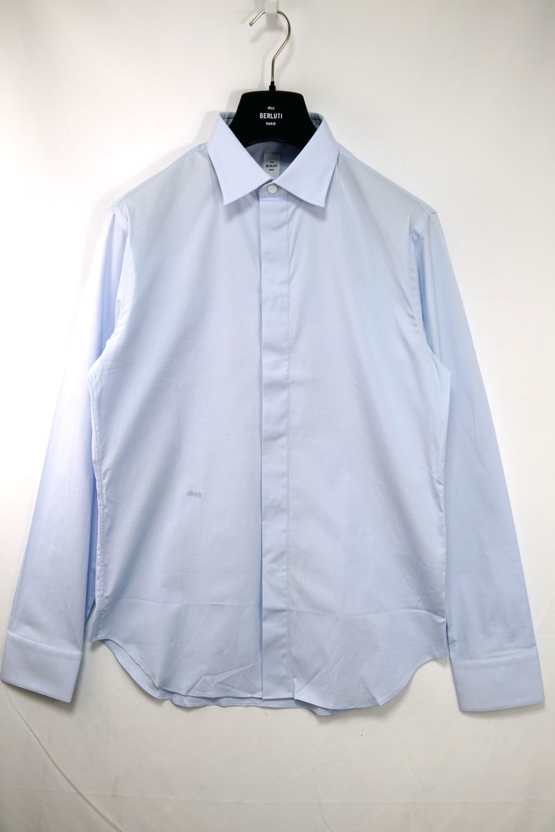 BERLUTI ベルルッティ 1895 PARIS ストレッチ コットン ポプリン シャツ パステル ブルー 41サイズ R23HTL68 001【中古】新古品 26,250円