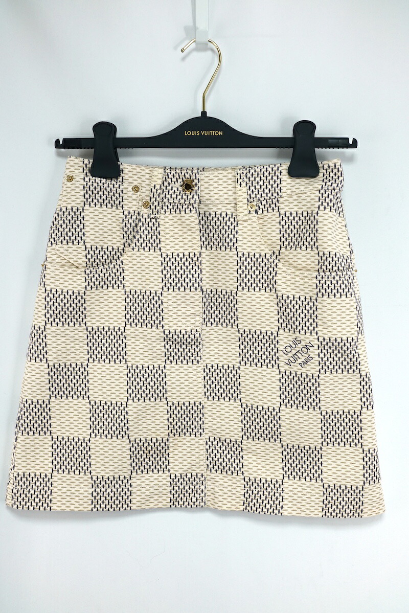 LOUISVUITTON ルイヴィトン ダミエアズール デニム Aライン スカート アイボリー 34サイズ レザーパッチ RW221W KE3FMSK20【中古】｜OPINION COSMETIC