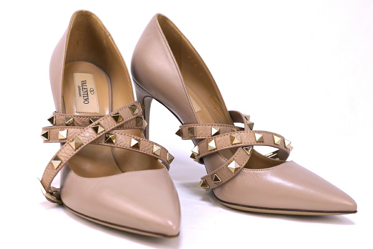 楽天市場】VALENTINO ロックスタッズ ストラップ ヒール パンプス 34 1