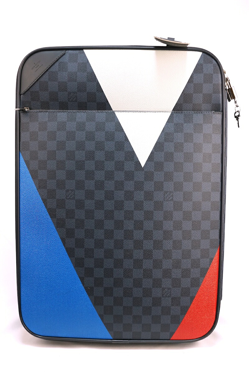 LOUIS VUITTON ルイヴィトン America's Cup 2017 Collection アメリカズカップ 限定 ペガス 55 NM トロリー スーツケース ダミエグラフィットキャンバス カラーブロック ネイビー 【中古】|OPINION COSMETIC