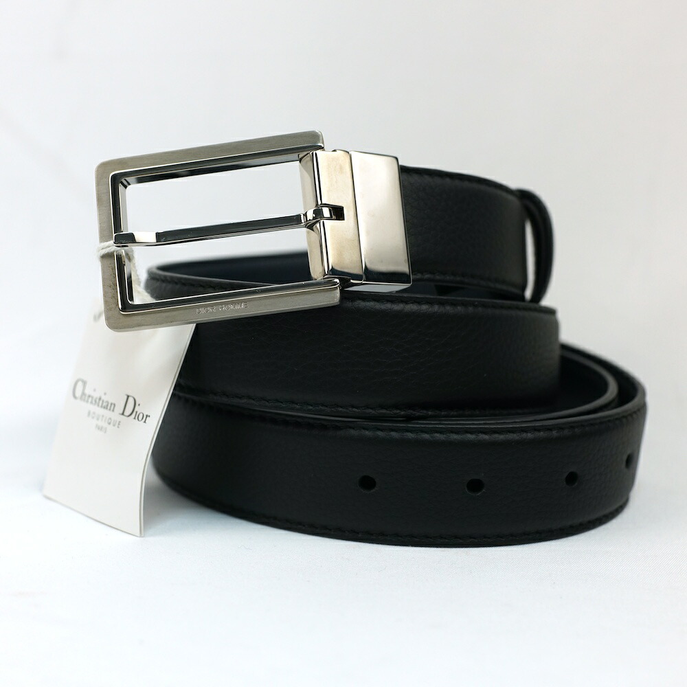 DIORHOMME ディオールオム グレインド カーフ リバーシブル ベルト ブラック ネイビー 154PUTABH965【中古】