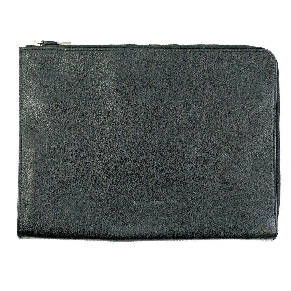 DIORHOMME ディオールオム レザー クラッチバック ドキュメントバック L字ファスナー ブラック シルバー07‐BO-1113【中古】