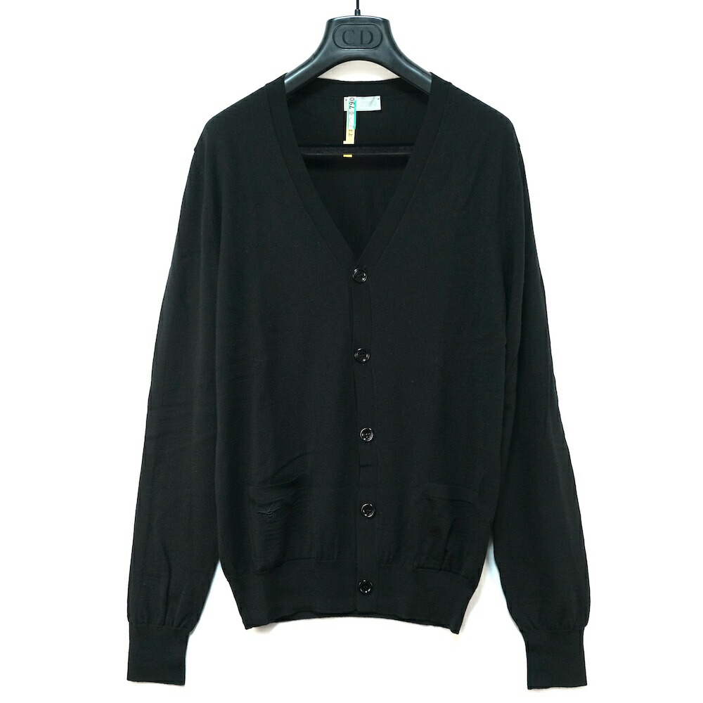 DIOR HOMME ディオールオム Bee刺繍 ニットカーディガン ウール ブラック 薄手 Sサイズ 003M201BT532【中古】