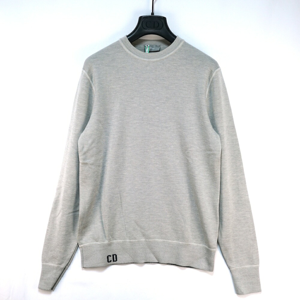 DIOR HOMME ディオールオム ハイゲージ ウール クルーネック ニット トップス CD ロゴ グレー XSサイズ 663M622ZT535【中古】｜OPINION COSMETIC