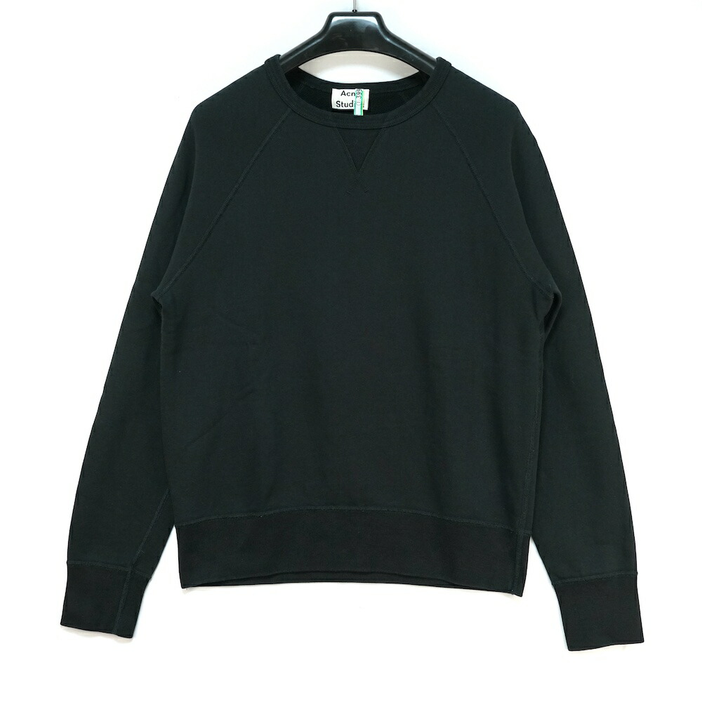 Acne Studios アクネ ステュディオ クルーネック コットン スウェット トップス XSサイズ ブラック 131738【中古】
