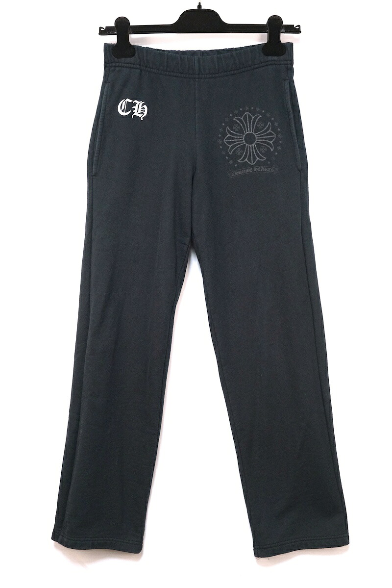 CHROME HEARTS クロムハーツ SWEAT PANT スウェットパンツ CH PLUS SCROLL LABEL CHプラス スクロールラベル プリント ブラック Sサイズ 95024【中古】