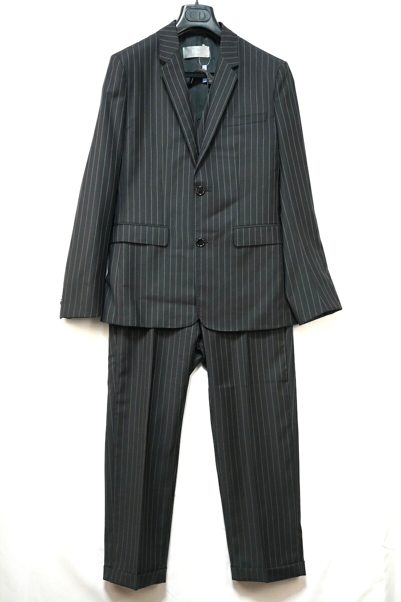 DIOR HOMME ディール オム セットアップ 縞模様上衣 \u0026 ジレ \u0026 スラックスズボン下 44大きさ  アーカイブ 433C234A3178 / 433C605A3178 / 433C136A3178【中古】