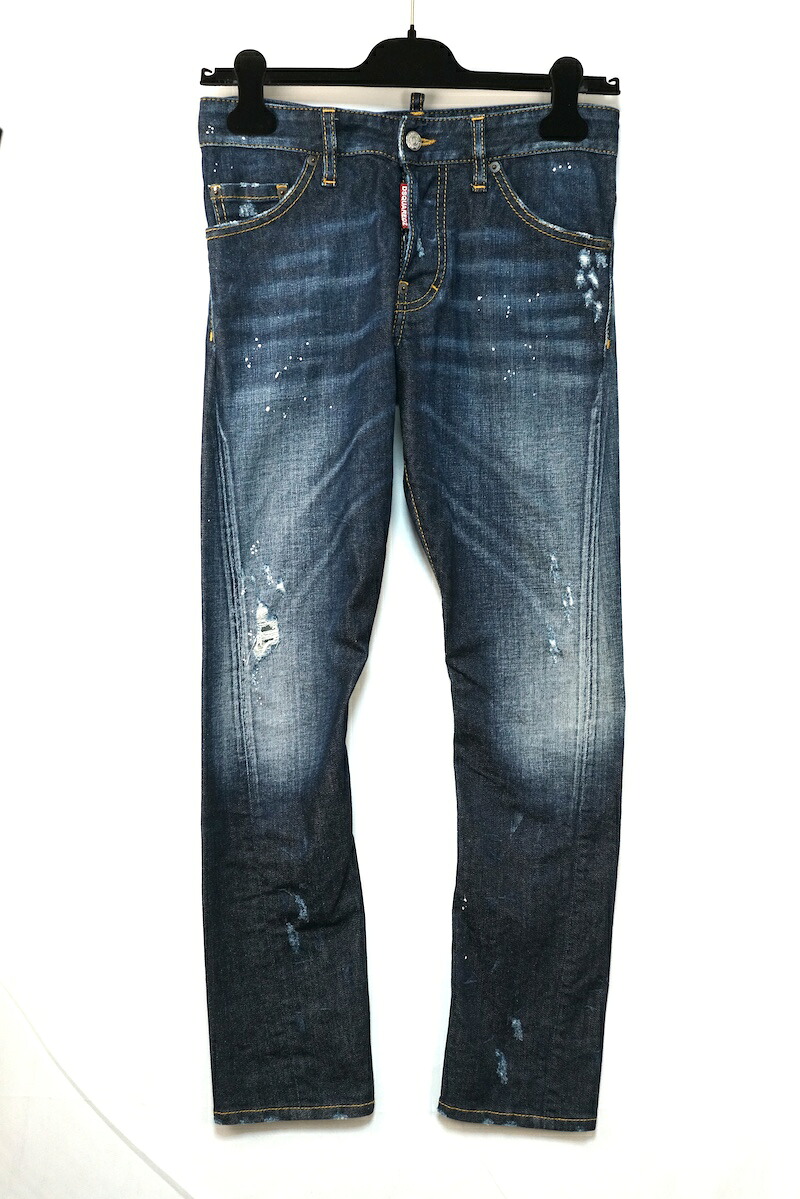 DSQUARED2 ディースクエアード ダメージ スキニージーンズ コットン ボタンフライ 42サイズ S74LA0908 S20330【中古】