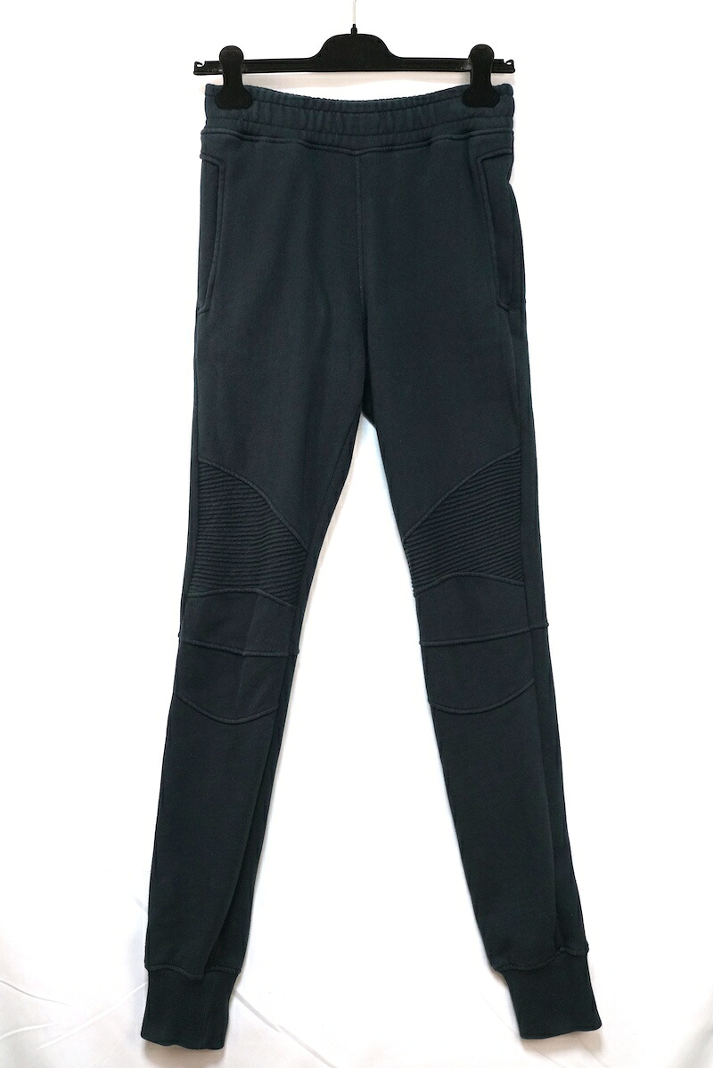 BALMAIN バルマン バイカー スウェット パンツ ドローストリング ブラック XSサイズ S5HJ683B928【中古】