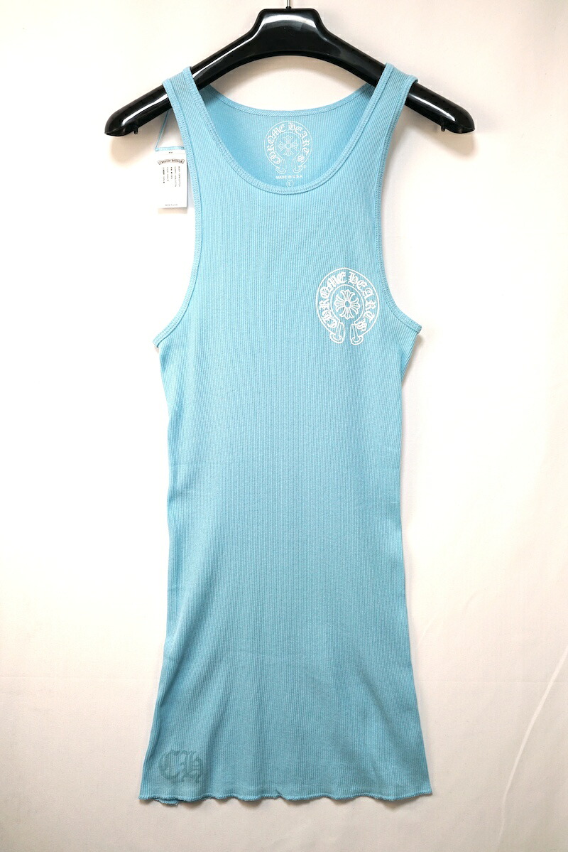CHROME HEARTS RIB TANK BABY BLUE クロムハーツ 肋材 貯蔵タンクいの一番  鉄蹄 青碧 L XL【中古】新古品