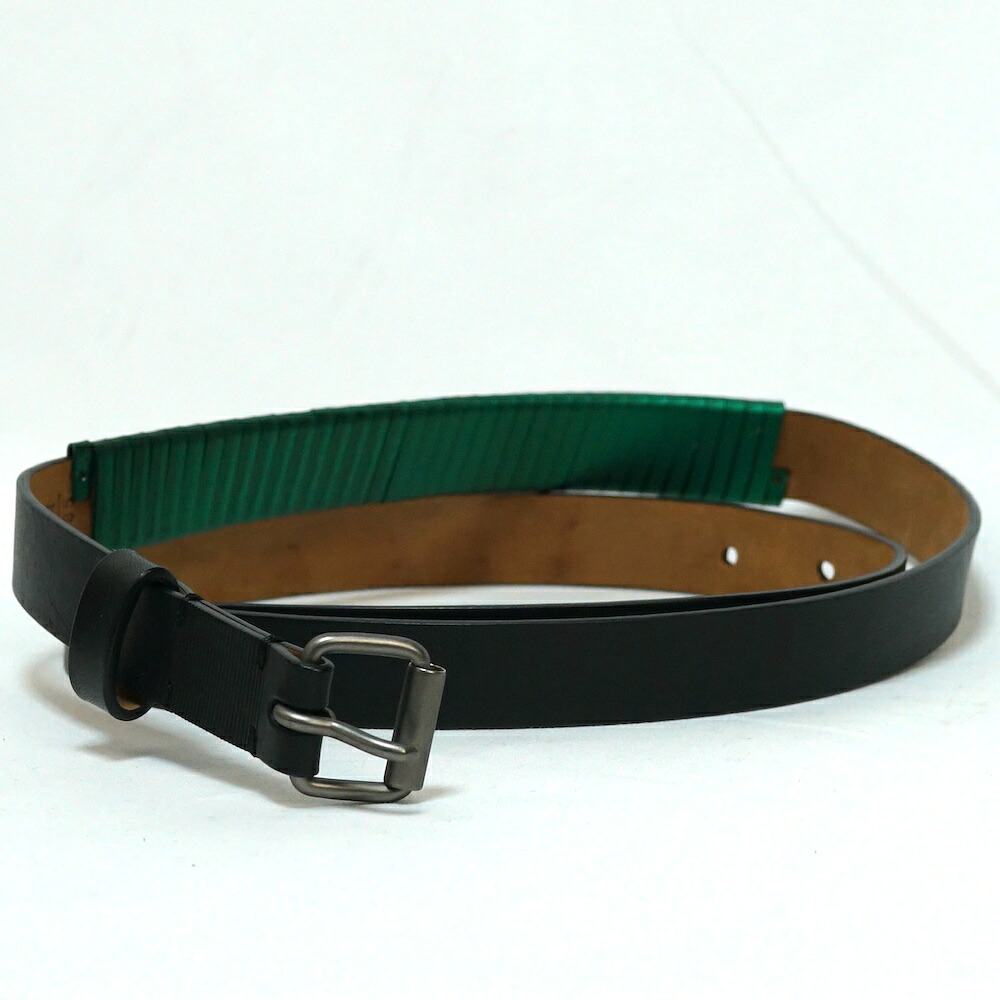 LANVIN ランバン なめし革 胴締め 20MM 緑であること 金属元素 黒いこと 34 85大いさ 5436 【中古】 ベルト・サスペンダー-メンズベルト