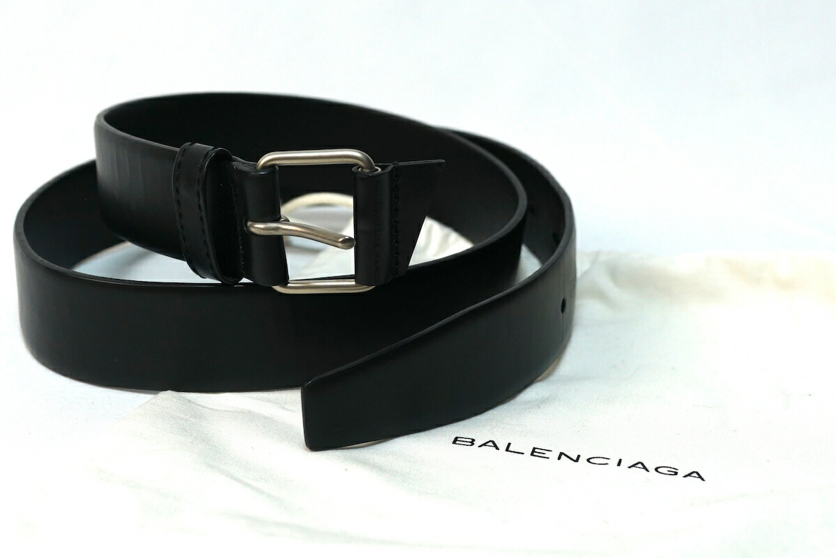 BALENCIAGA バレンシアガ 30MM なめし革 胴締め 黒いこと しろがね色 215020‐1000‐1‐505293‐85【中古】