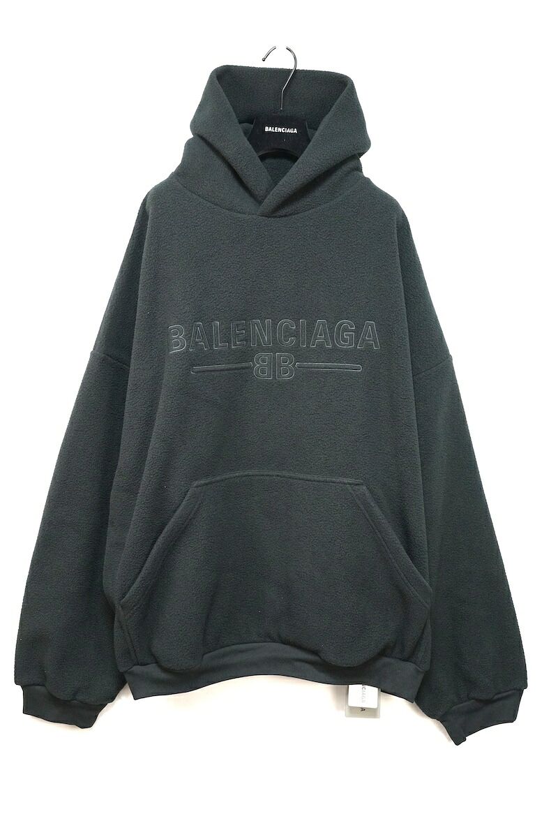 BALENCIAGA バレンシアガ フロントロゴ フリース フーディ パーカー ブラック XLサイズ 821861TSVA3【中古】新古品