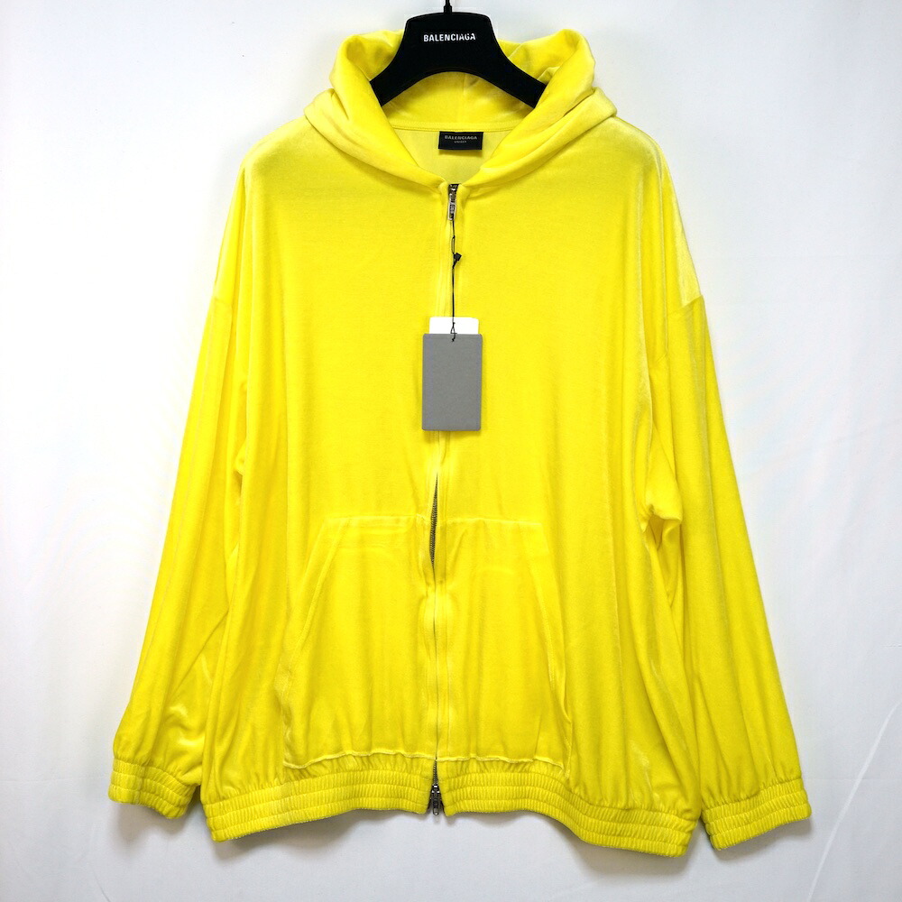 BALENCIAGA バレンシアガ ベルベット ジップアップ フーディ パーカー イエロー XSサイズ 748096TM026【中古】新古品｜OPINION COSMETIC