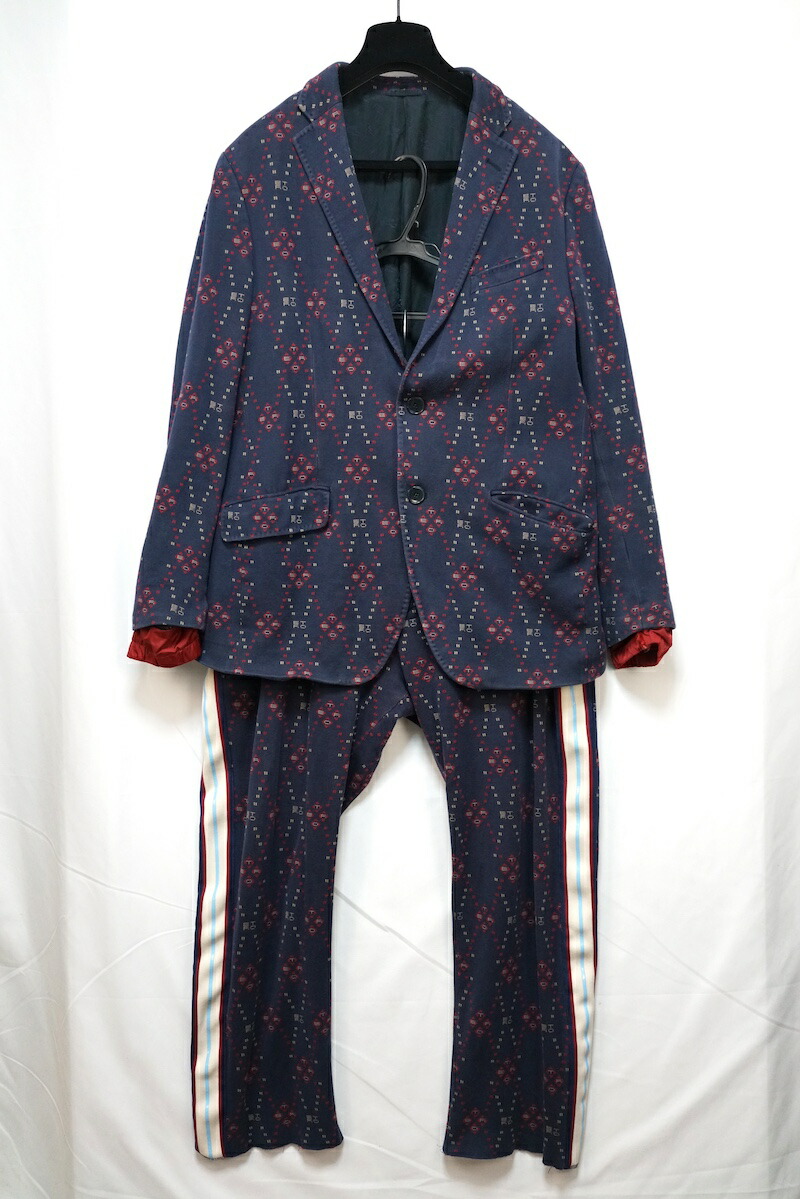 ETRO エトロ ポリエステル 綿織物 ナイロン 総柄 ジャカード 伸ばすこと 上衣 52大きさ ズボン下 52大きさ セットアップ 1G509  /1W725【中古】新古品