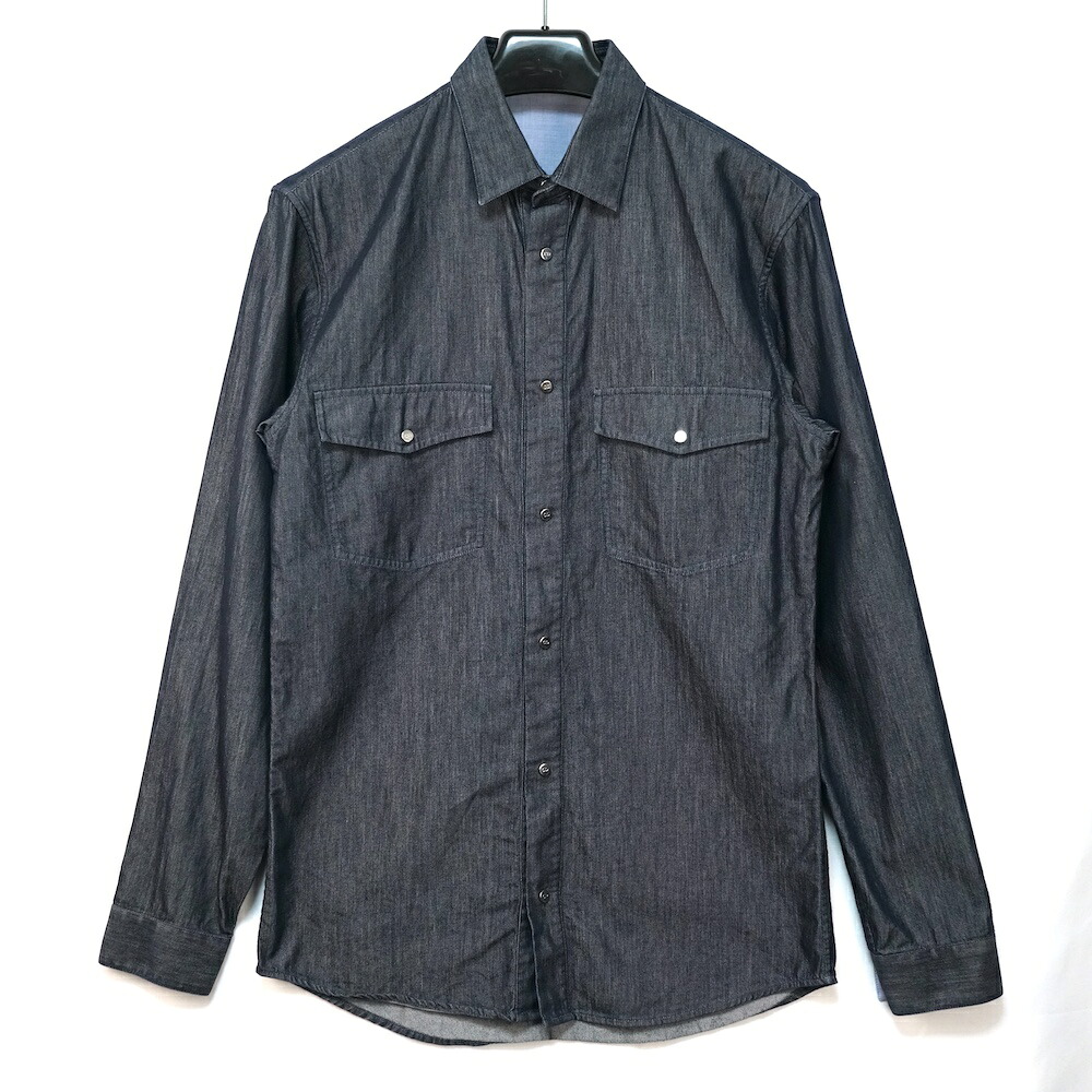 DIOR HOMME ディオールオム デニム シャンブレー シャツ コットン シルク ロングスリーブ インディゴ 37サイズ 533C557Z3465【中古】｜OPINION COSMETIC