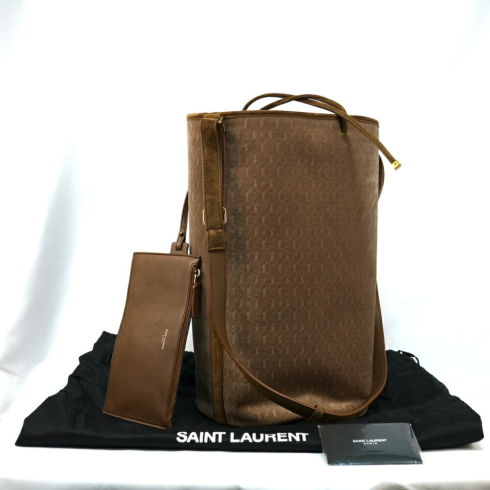 SAINT LAURENT PARIS サンローラン パリ Le Monogramme ルモノグラム YSL モノグラム カサンドラ ロゴ スエード ベルベット タン バケットバック 670751 FAAIY【中古】新古品|OPINION COSMETIC