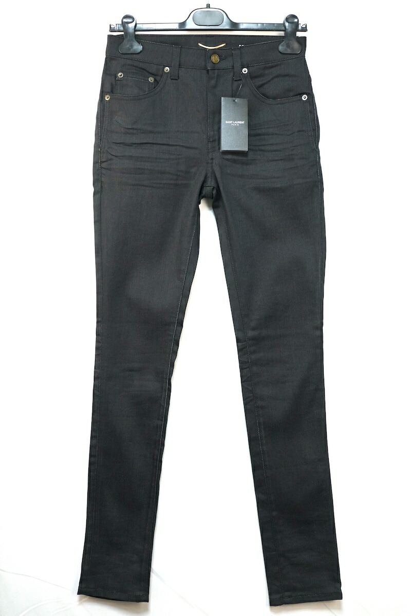 SAINT LAURENT PARIS サンローランパリ スキニー ブラック デニム パンツ D05 W/SK-MW ストレッチ 26サイズ 527379YO500 1080【中古】新古品