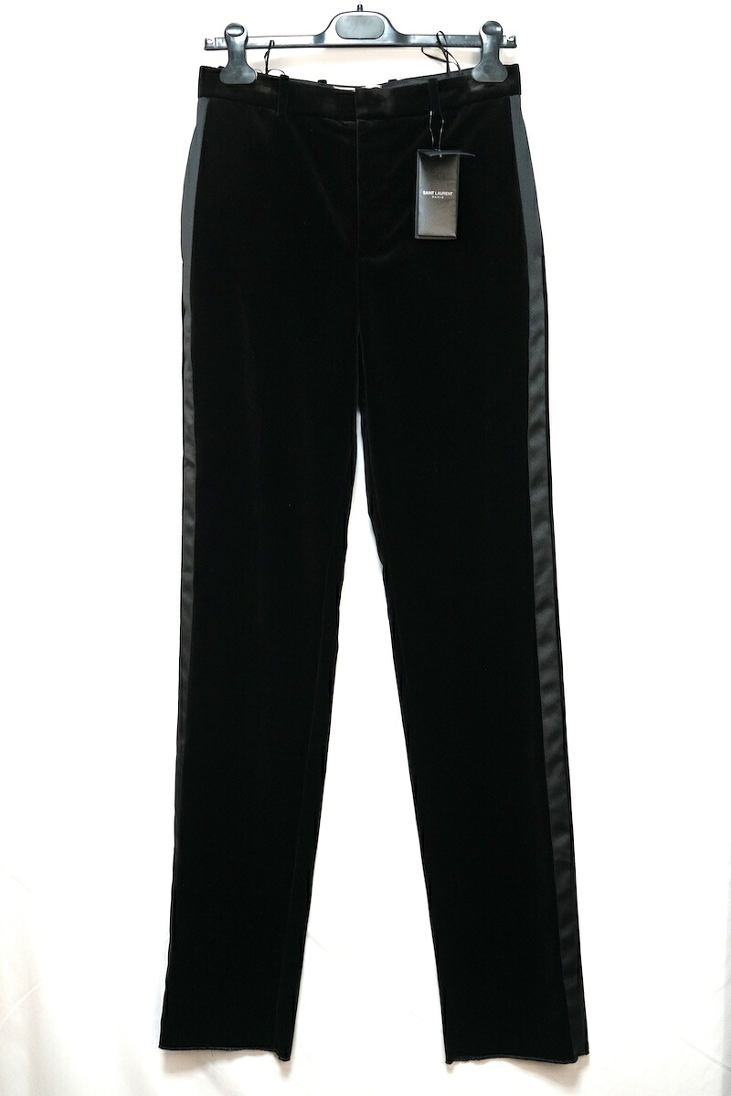 SAINT LAURENT PARIS サンローランパリ ベルベット スモーキング パンツ ブラック 44サイズ 48サイズ 751480Y1H04【中古】新古品