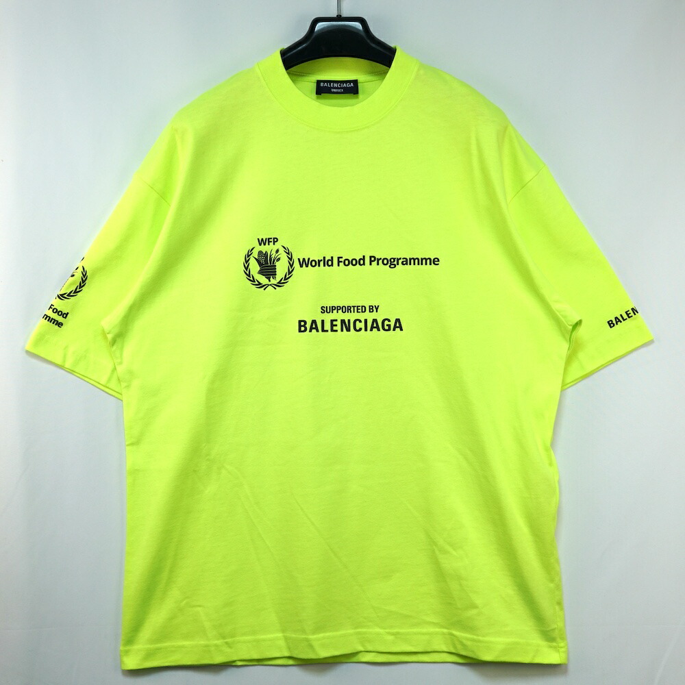 BALENCIAGA バレンシアガ WFP World Food Programme ロゴ ラバープリント Tシャツ ミディアムフィット アシッドイエロー Sサイズ 612966 TMVL2 7110【中古】新古品｜OPINION COSMETIC