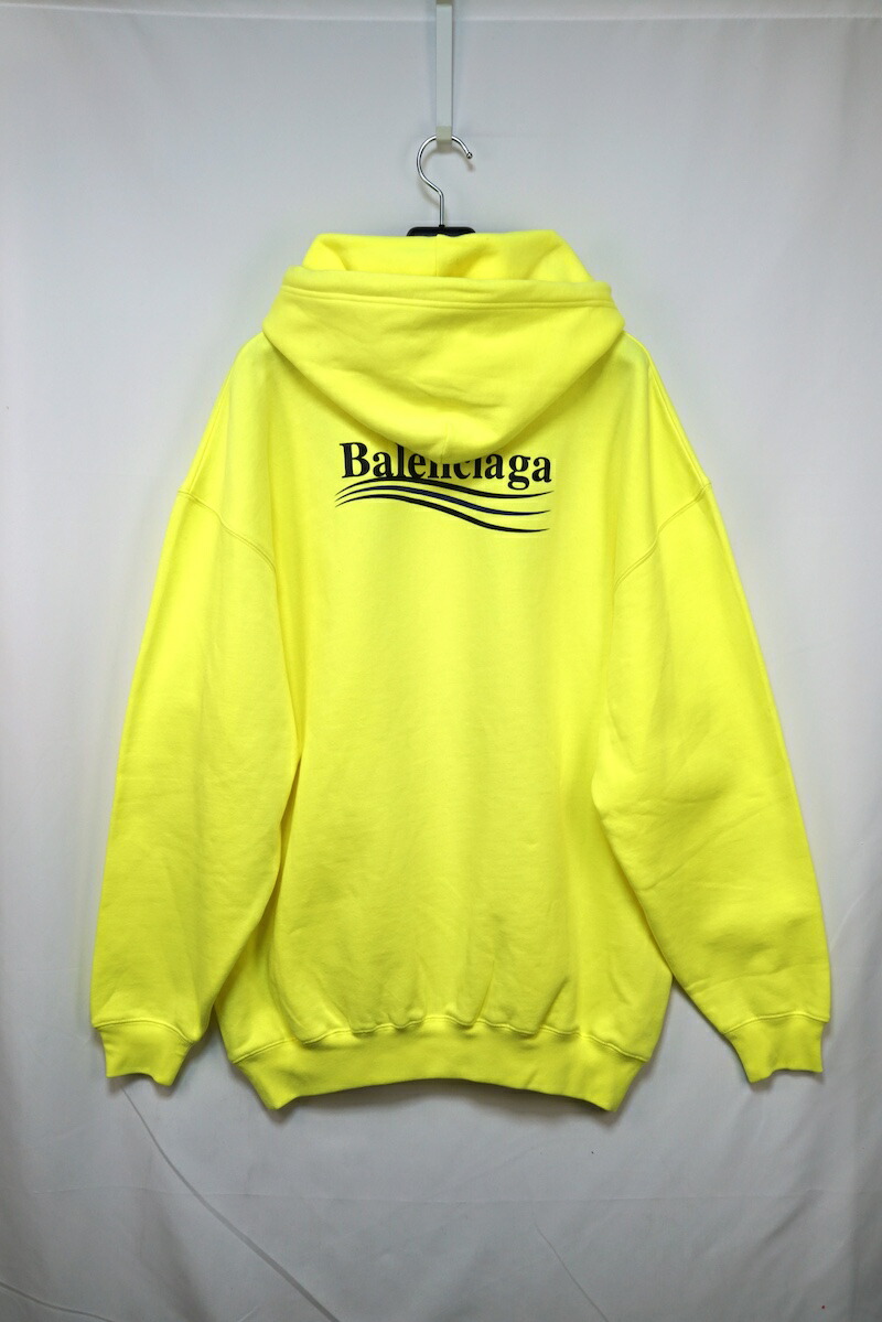BALENCIAGA バレンシアガ Political Campaign Medium Fit Hoodie バレンシアガ 社会的運動 ロゴタイプ フーディ パーカー 黄色 S大きさ 578135 TKVD4【中古】新古品
