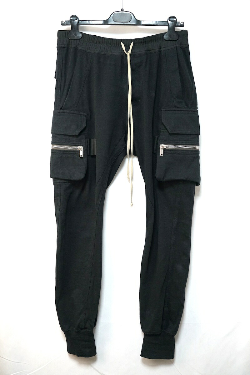 RICKOWENS リックオウエンス MASTODON CARGO PANTS  マストドンカーゴパンツ ドローストリング 黒いこと 50大きさ RU02A5396-BA【中古】