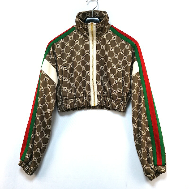 GUCCI グッチ インターロッキング G モノグラム 行動様式 シェリー酒生産ライン クロップド ジップアップ 貨物自動車 上衣 上衣 XXS大きさ 赤銅色 671495 XJD1G【中古】