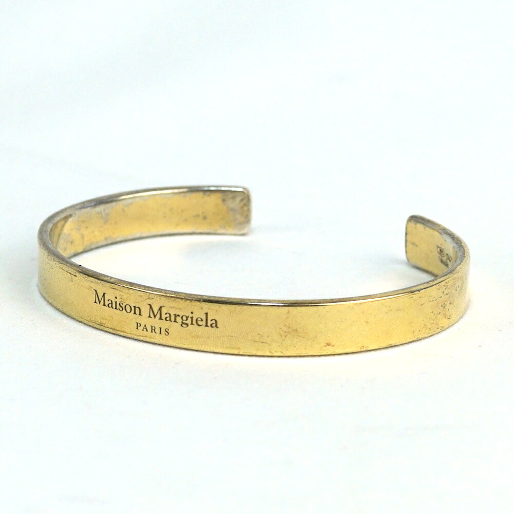MAISON MARGIELA メゾンマルジェラ ゴールド声の調子 ロゴタイプ 折り返し 腕輪 バングル スターリングしろがね色 925 ゴールドメッキ【中古】