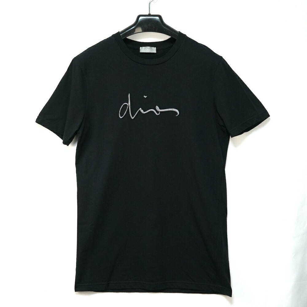 DIOR HOMME ディオールオム しろがね色 ロゴタイプ 刺しゅう プルオーバー 黒いこと XS大きさ 733J603W3610【中古】