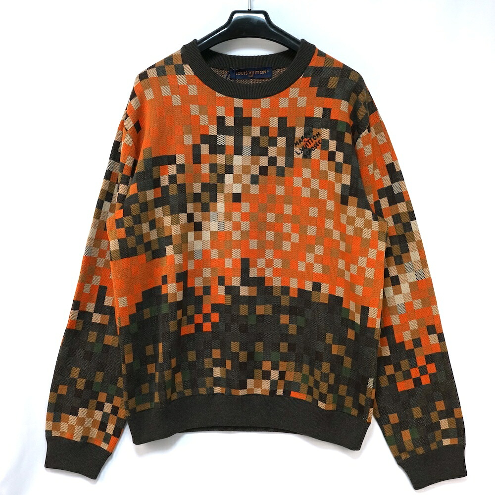 24SS LOUIS VUITTON Damoflage ルイヴィトン ダモフラージュダミエ 化けの皮 総柄綿織物 ジャカード 編み物スウェーター XS.S.M.XL大きさ RM242M OY8 HRN72W【中古】新古品