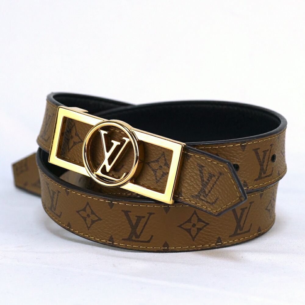 LOUIS VUITTON ルイ ヴィトン 三尺帯 ドーフィーヌ 25MM リヴァーシブル モノグラム 黒いこと なめし革 80/32大きさ M0203【中古】