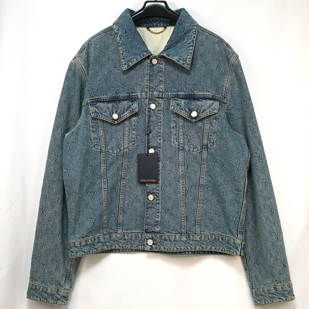 LOUIS VUITTON ルイヴィトン モノグラム ジャガード デニム ジャケット パールボタン アイスブルー 54サイズ RM251Q UZD HRA79W【中古】新古品|OPINION COSMETIC
