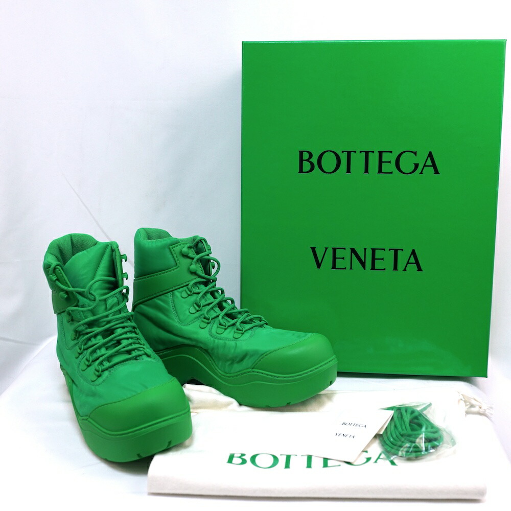 BOTTEGAVENETA ボッテガヴェネタ Puddle Bomber パドル ボンバー ナイロン ラバー ブーツ GRASS グリーン 41サイズ(約26cm) 667064 VBSD7【中古】新古品|OPINION COSMETIC