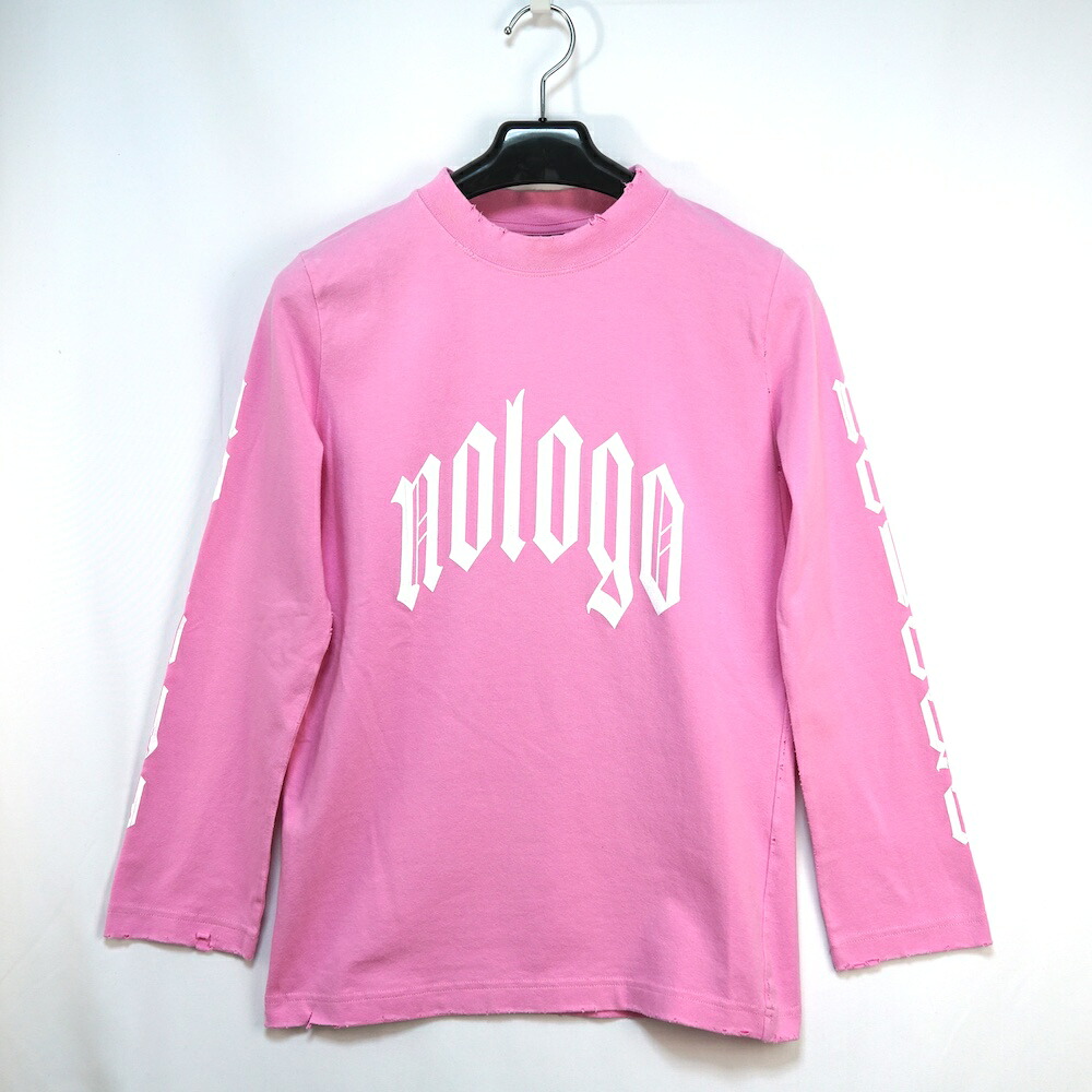 BALENCIAGA バレンシアガ no logoプリント ダメージ加工 ロングスリーブ Tシャツ ピンク Mサイズ 786244 TQVK5【中古】新古品｜OPINION COSMETIC