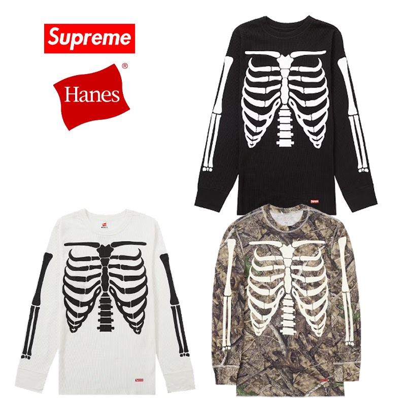 新品Supreme×ヘインズ　インナーは遊び心あふれる骨柄デザインで　コラボ限定 新品Supreme×ヘインズ インナーは遊び心あふれる骨柄デザインで