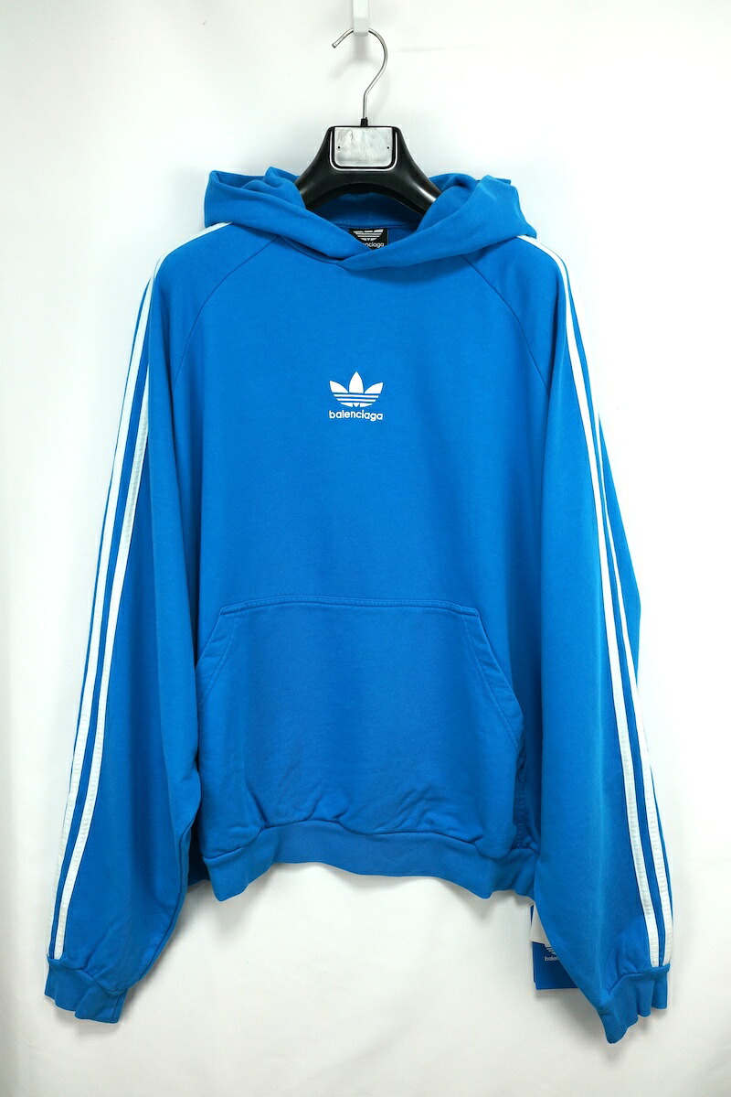 BALENCIAGA adidas Large Fit Hoodie バレンシアガ アディダス フーディー ラージフィット パーカー 729322 TNVN2 ブルー サイズ1【中古】 新古品