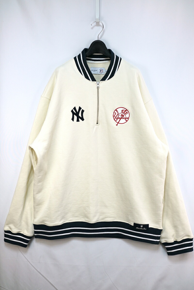 AIME LEON DORE エメ レオン ドレ NEW YORK ニューヨーク州 ヤンキース 共同研究 ハーフジップ ティーシャツ 汗水 皮膚軟化剤 XXL大きさ  142781【中古】