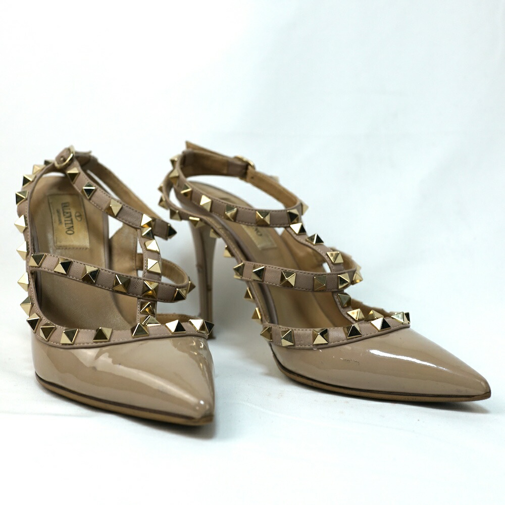 楽天市場】VALENTINO ロックスタッズ ストラップ ヒール パンプス 34 1