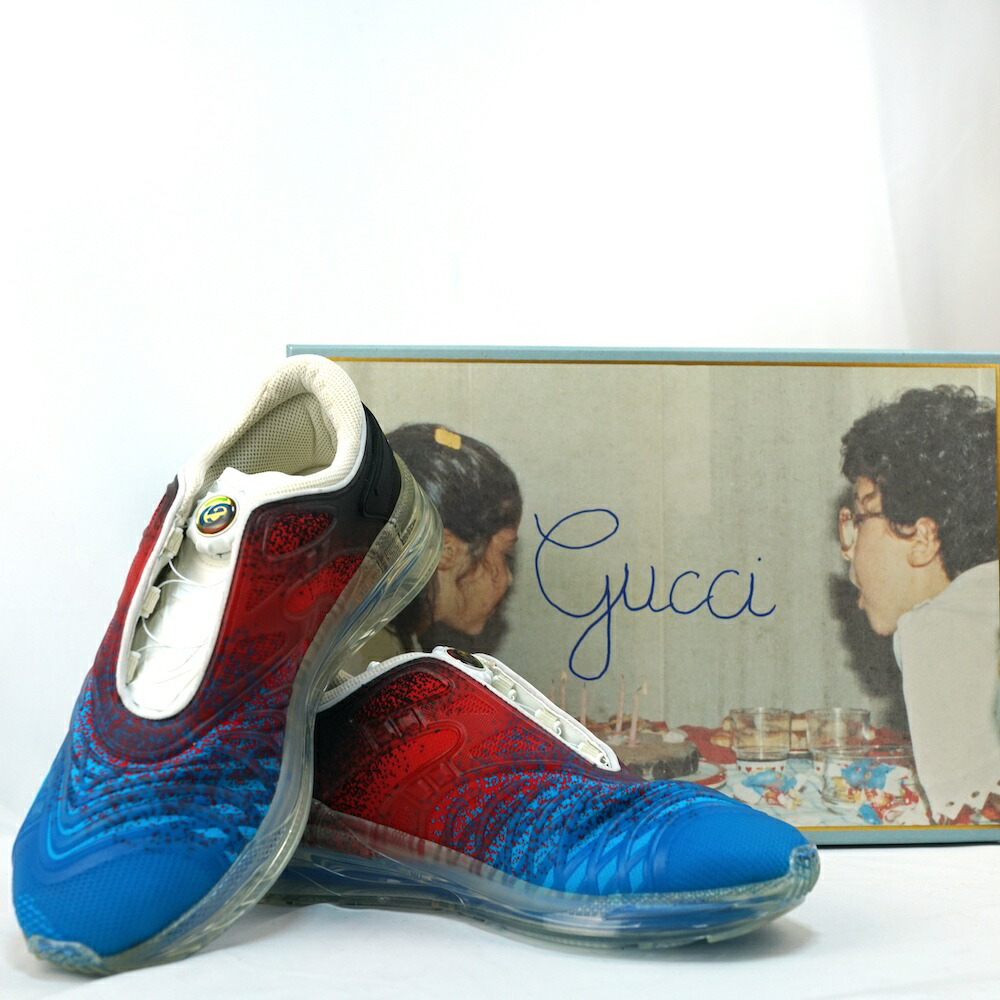 GUCCI ULTRAPACE R グッチ ウルトラペースR グラデーション GGロゴ スニーカー レッド ブルー サイズ5.5(約24.5cm) 634298【中古】新古品